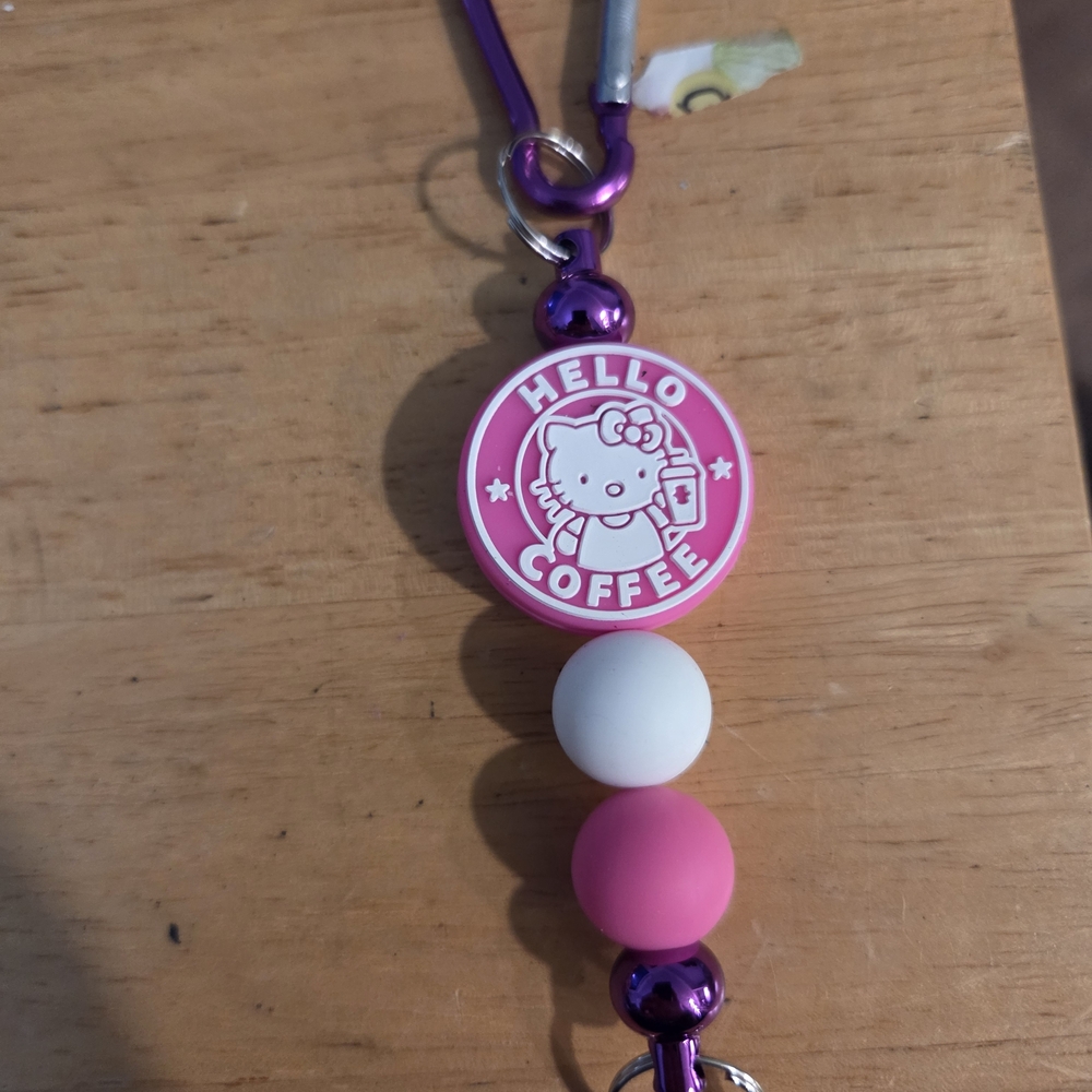 Hello Kitty Pink and White Charm Keychain Hand Made.
